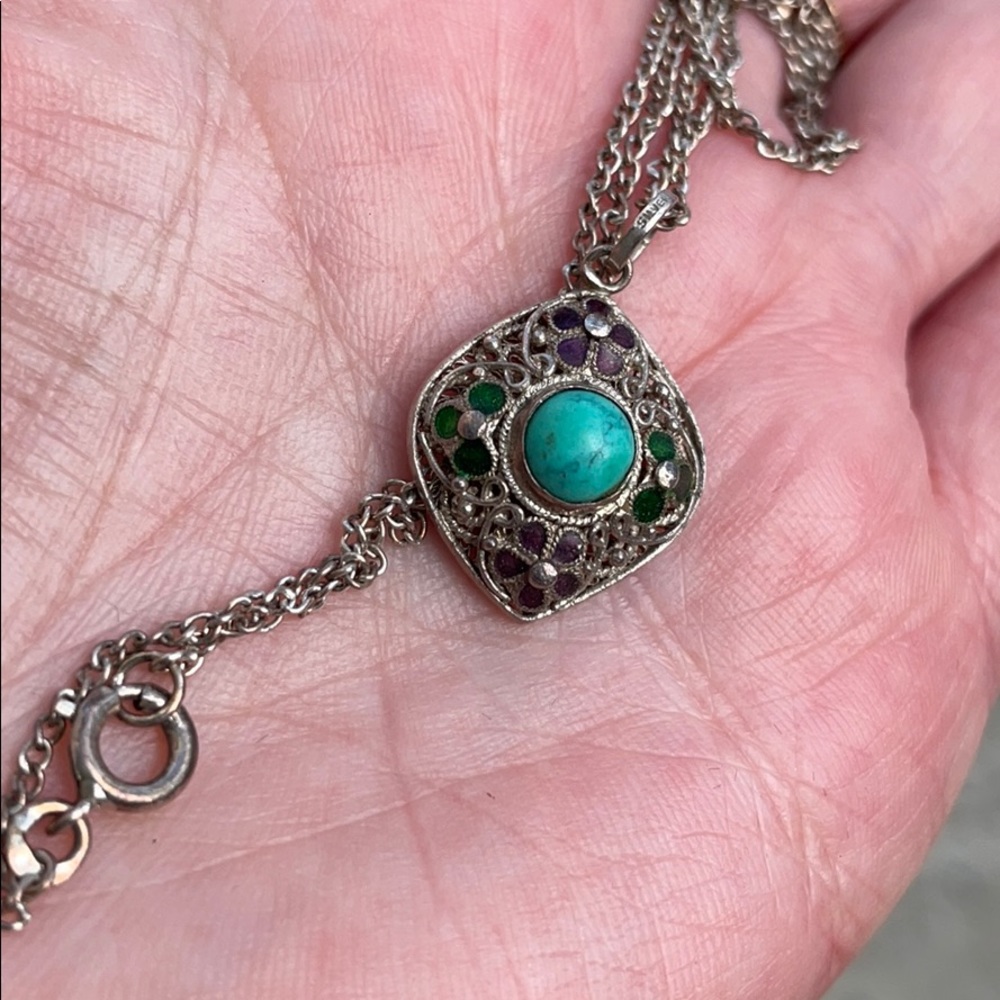 Antique sterling silver with turquoise necklace